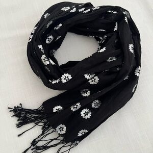 Elegant Black Floral Scarf